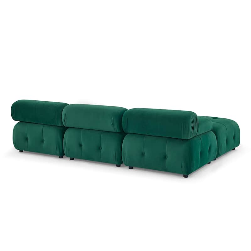 Modular Sectional Sofa, Button Tufted Designed and DIY Combination, L-Shaped Velvet Upholstered Couch with Reversible Ottoman