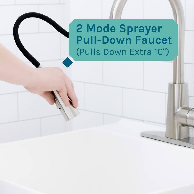 TEHILA Utility Sink Laundry Tub with Stainless Finish High Arc Faucet - N/A