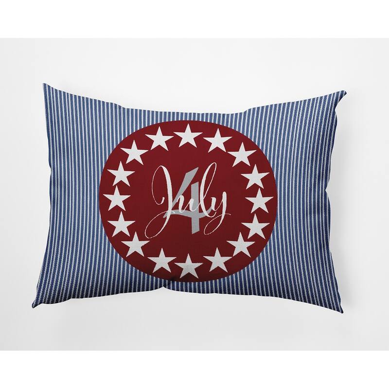 July Four Decorative Throw Pillow - 14" x 20" - Red