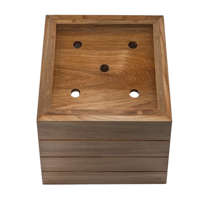 HomeRoots 12" Brown Solid Teak Wood Indoor Outdoor Square Planter Box