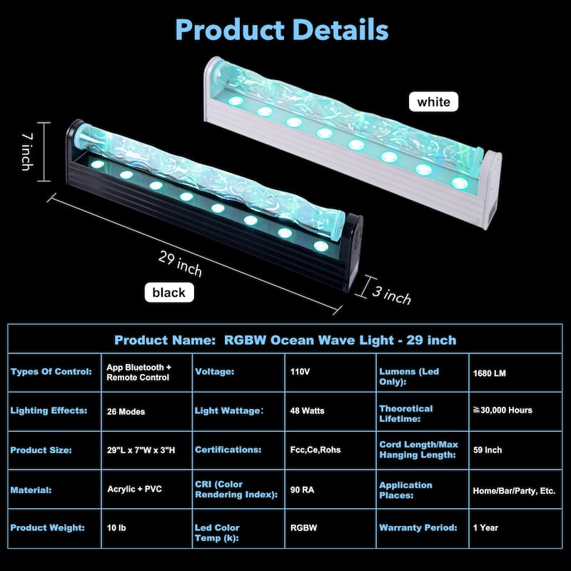 33" RGBW Dynamic Wave Wall Washer Floor Lamp - 33 inch