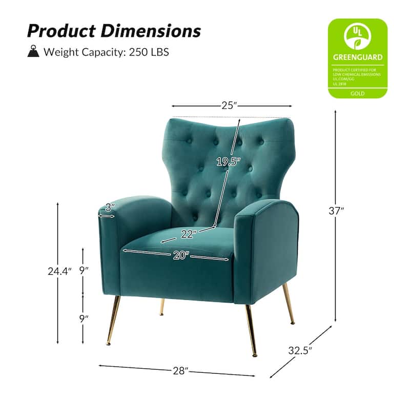 Abadiana Accent Tufted Chair with Metal Base by HULALA HOME