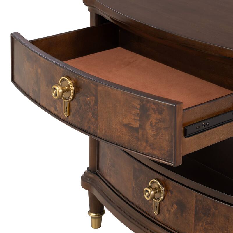 Furniture of America Prylen Modern Dark Cherry Solid Wood 2-Drawer Nightstand With LED Light And USB Ports