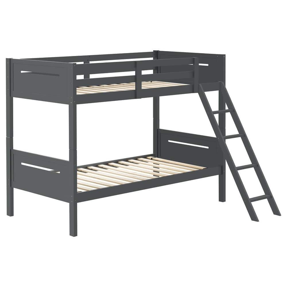Littleton Transitional Wood Bunk Bed with Slatted Mattress