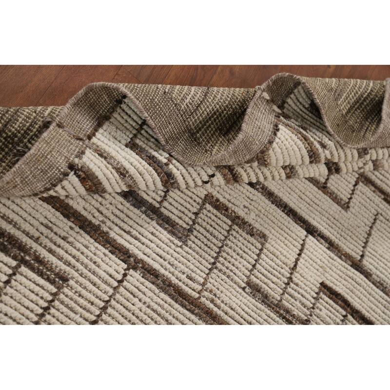 All-Over Moroccan Modern Area Rug Hand-Knotted Wool Carpet - 8'0" x 12'1"