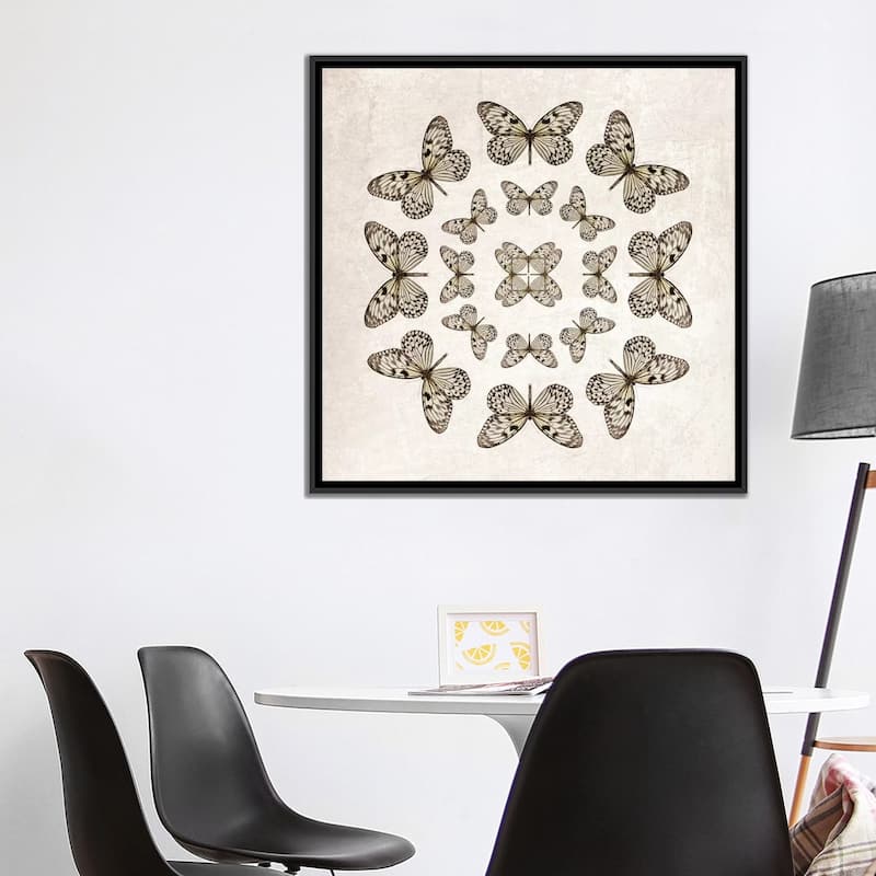 iCanvas "Rice Paper Butterfly Circles" by Alyson Fennell Framed Canvas Print