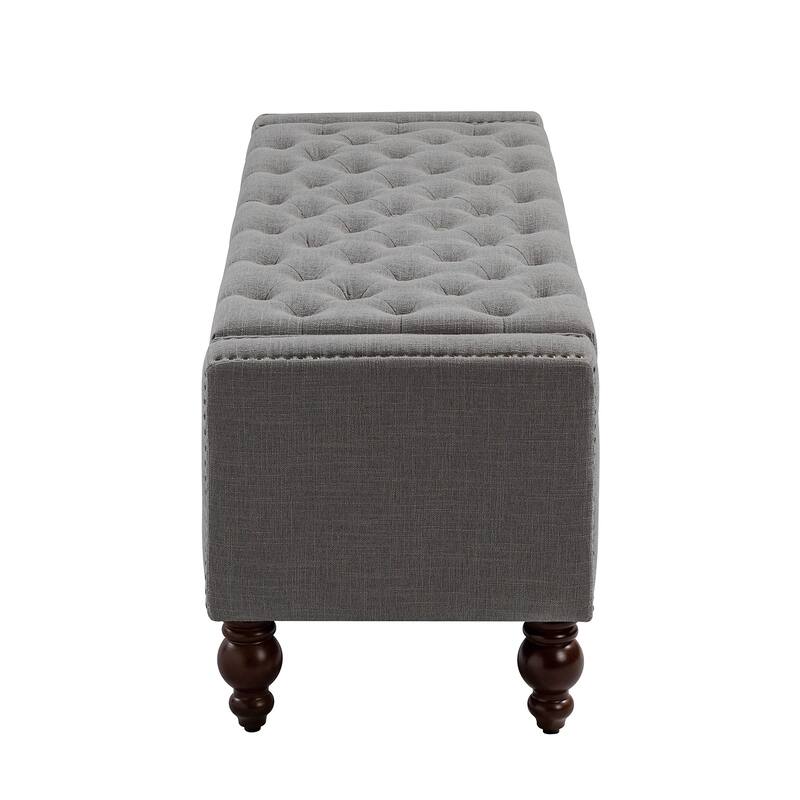 Felix Classic Button-Tufted Storage Bench With Nailhead Trims By HULALA HOME