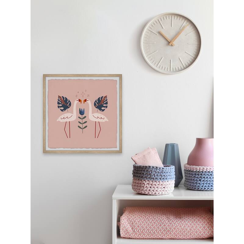 Flamingo Pair Framed Wall Art, Elegant Home Touch - Sophisticated Artwork for Refined Décor