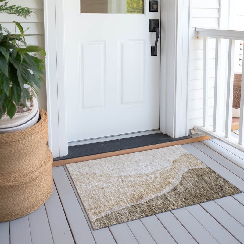 Machine Washable Indoor/ Outdoor Chantille Modern Abstract Rug