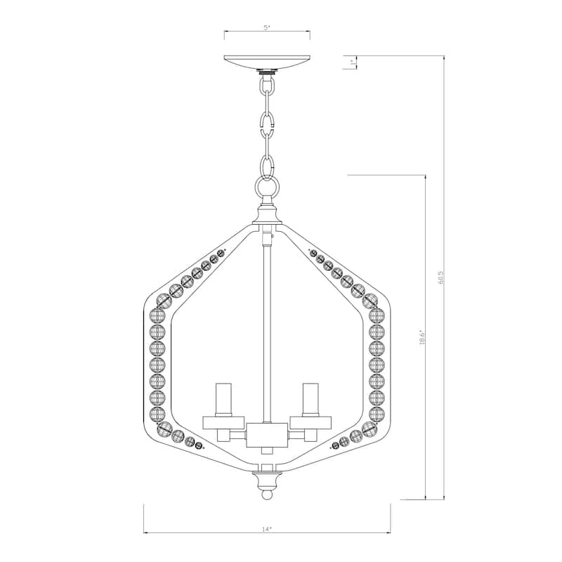 Germana 14 Inch Vintage Farmhouse Crystal Lighted Chandelier