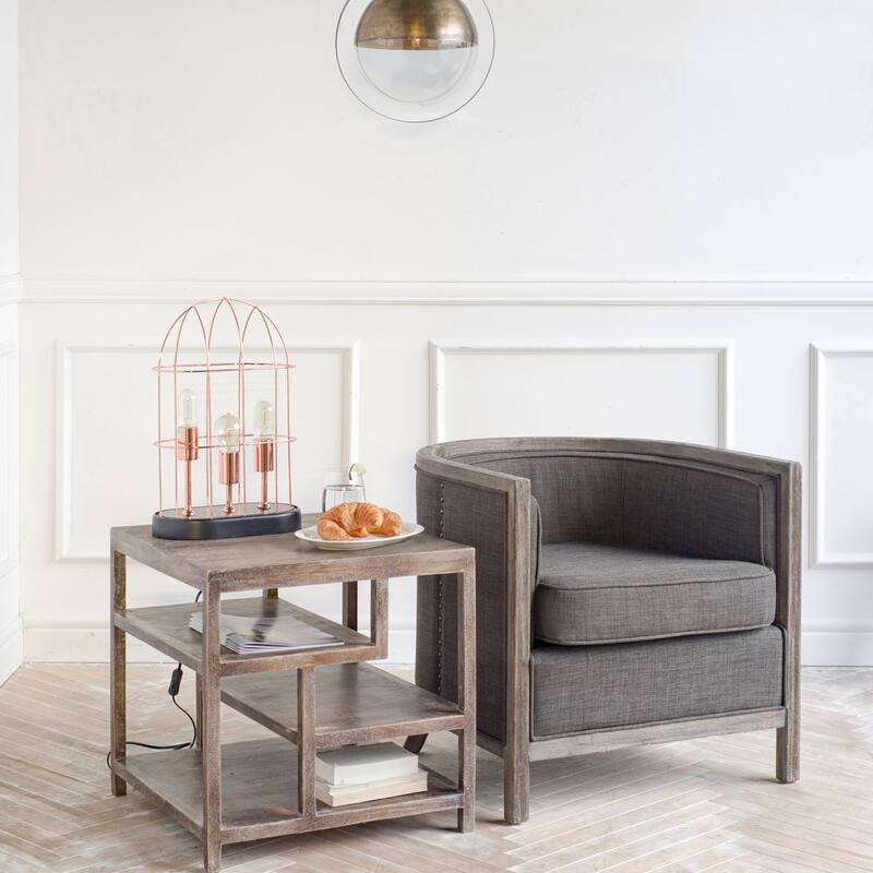 Wright Medium Brown Solid Wood Multi-Shelf End Table