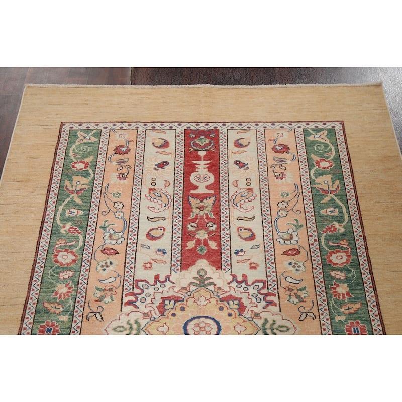 Vegetable Dye Moharramat Oriental Area Rug Hand-knotted Wool Carpet - 4'7" x 6'3"
