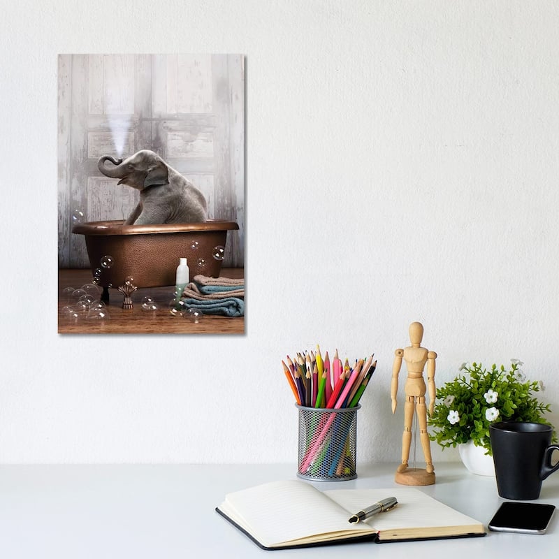 iCanvas "Elephant In The Tub" by Domonique Brown Canvas Print - 12x8x0.75