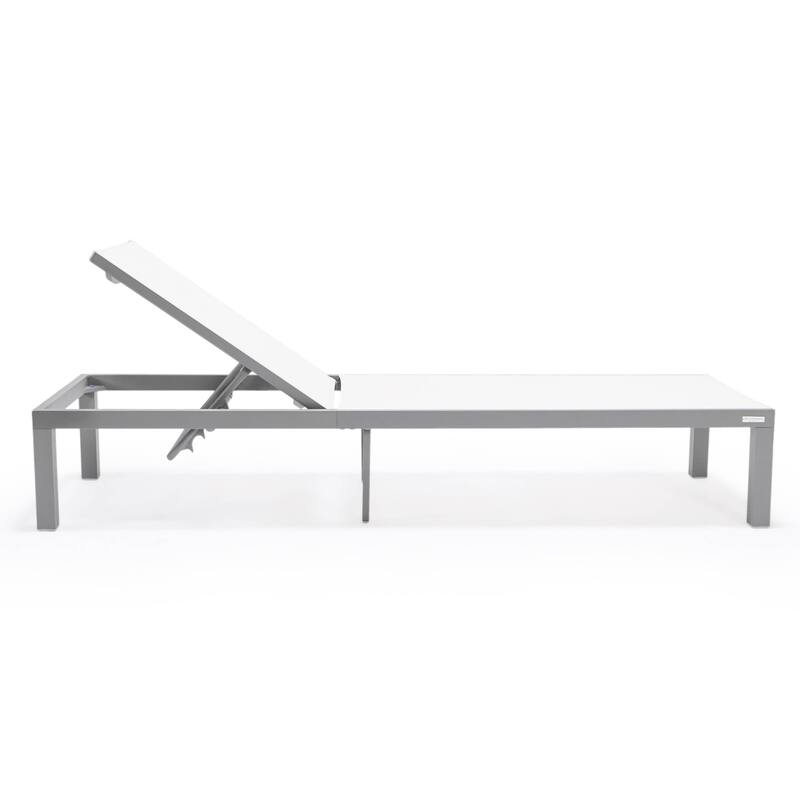Aluminum Beach Pool Sun Lounge Chair Sling Mesh Fabric Reclining Stackable Lounger Chair