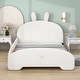 preview thumbnail 11 of 10, Full Size Upholstered Bed with Cartoon Ears Headboard, White
