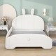 preview thumbnail 11 of 10, Full Size Upholstered Platform Bed with Cartoon Ears Shaped Headboard, White