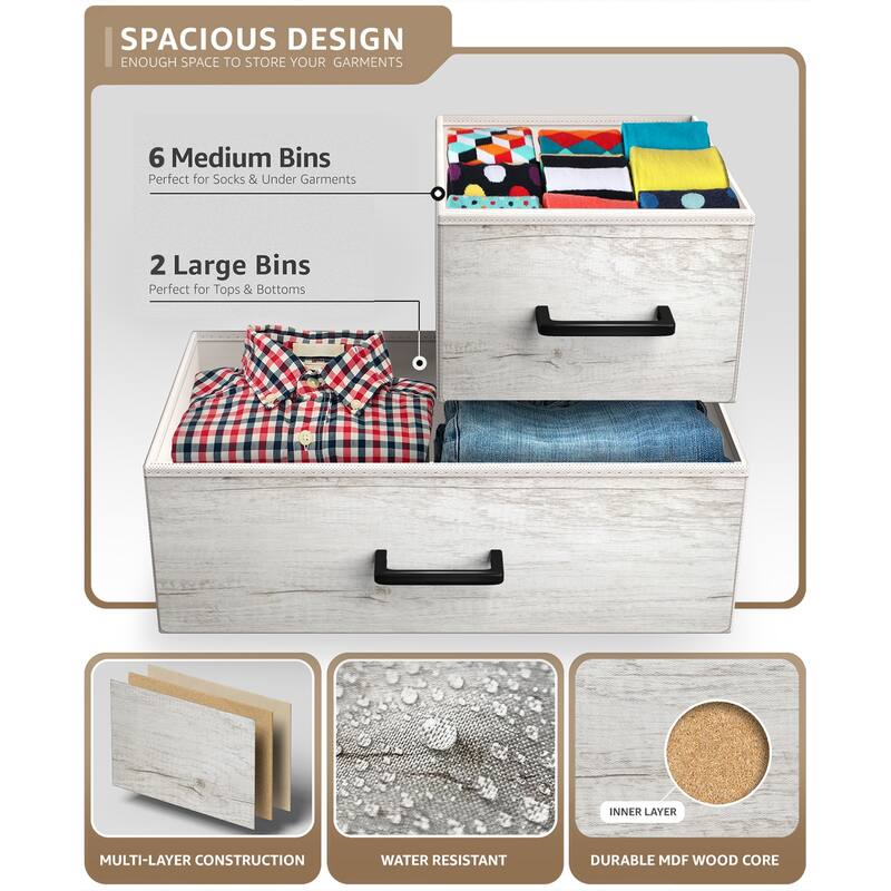 Sorbus 8 Drawer Dresser (Wood Top)