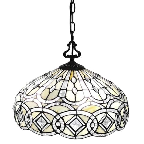 Amora Lighting AM295HL16 Tiffany Style White Hanging Lamp