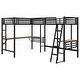 preview thumbnail 8 of 11, 2 Beds in 1 Design Twin Size Metal L-shaped Loft Bed with Two Built-in Desks