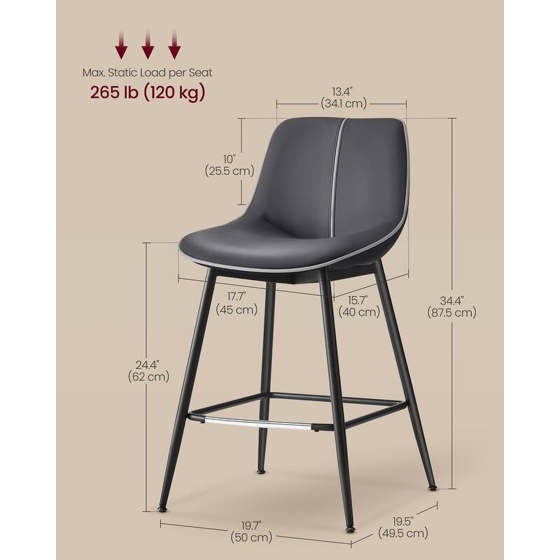 Contemporary Set of 2 Bar Stools - Stylish Seating Solution for Home