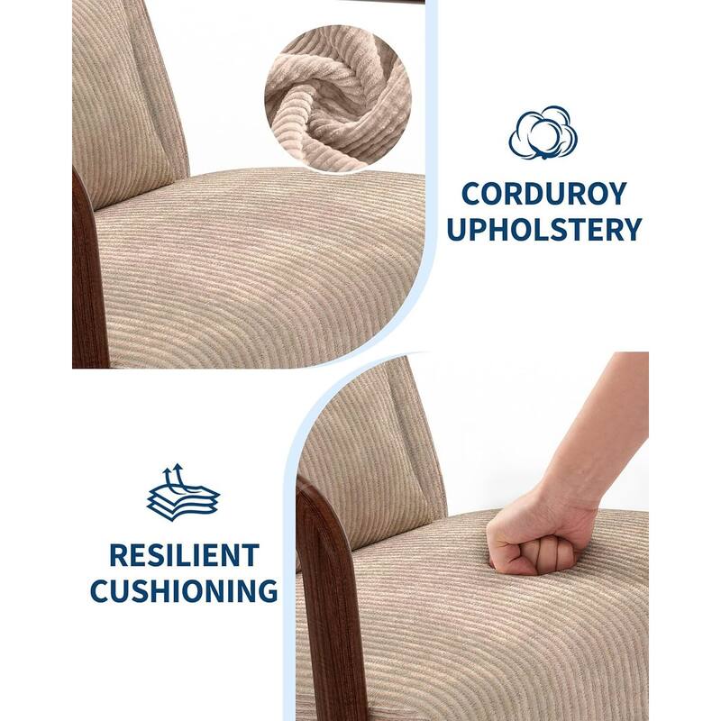 Modern Corduroy Accent Sofa Chair, Lounge Armchair with Lumbar Pillow for Living Room, Bedroom