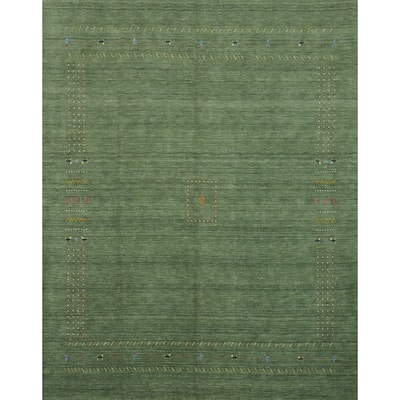 Hand Knotted Oriental 100% Wool Carpet Tribal Animal Pictorial Green Gabbeh Area Rug - 9' 8'' X 9' 9''