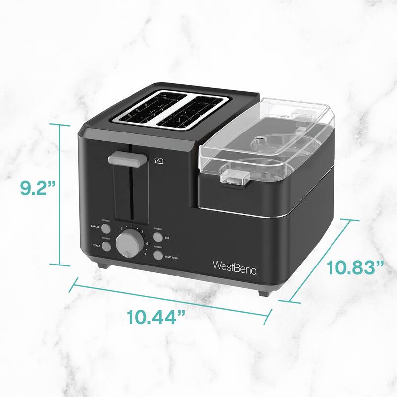 West Bend Multifunctional Breakfast Station, 2-Slice Toaster with Egg Cooker and Meat Warmer