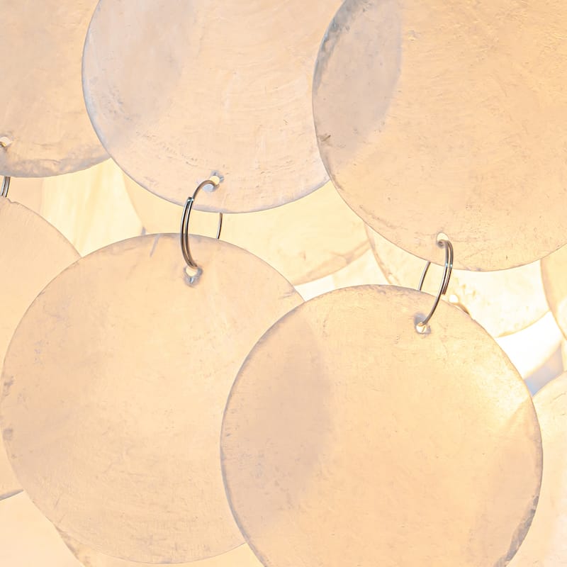 Cone Shape Tier Coastal Capiz Shells Chandelier With Antique Gold Metal