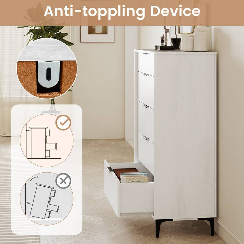 Gymax Freestanding 5-drawer Dresser w/Sturdy Metal Legs Interlock