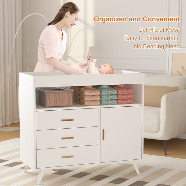 Baby Changing Table Dresser with 3 Drawers, Nursery Dresser Chest with  Changing Table Top - Bed Bath & Beyond - 41062864