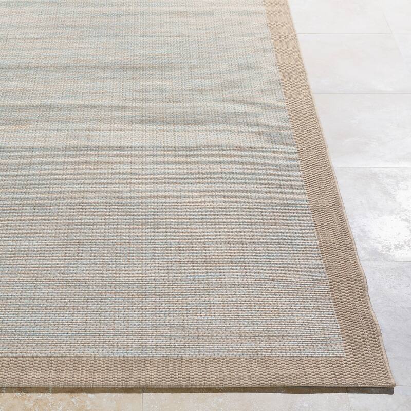 Cammie Solid Bordered Outdoor Area Rug