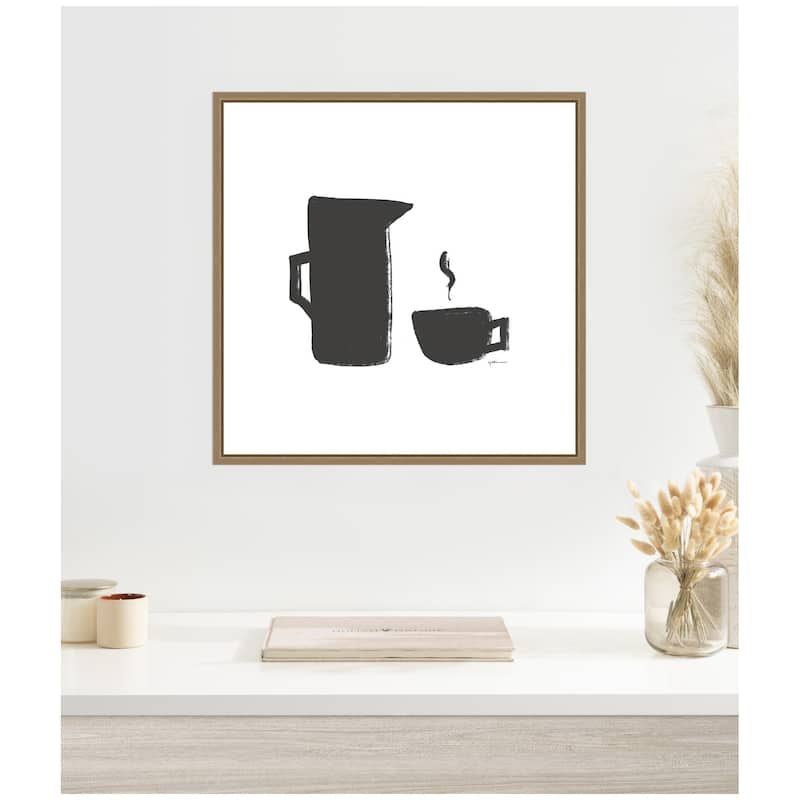 Kate and Laurel Coffee by Gabrielly Guedes Framed Canvas Wall Art Print