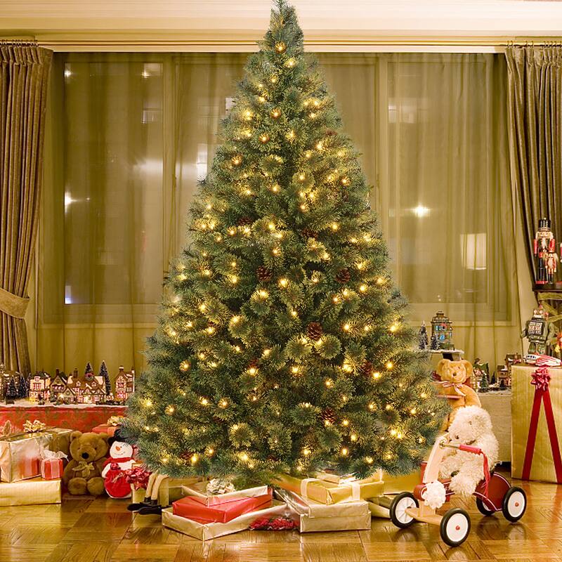 6 FT Pre lit Christmas Tree Flowering Hinged Christmas Tree