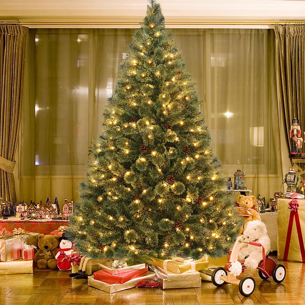 6 FT Pre lit Christmas Tree Flowering Hinged Christmas Tree