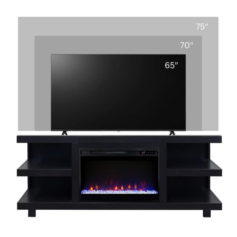 Laurel Canyon 65 inch Fireplace TV Stand for TVs up to 75 inches, Minimal Assembly, Clove Finish