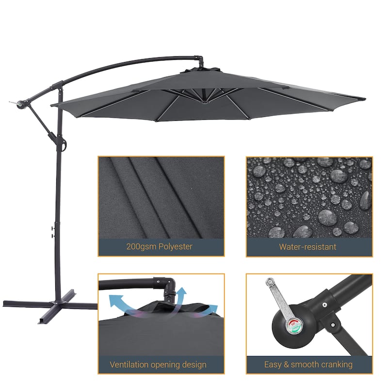 BONOSUKI 10ft Patio Offset Umbrella,w/Crossed Base Cantilever Umbrella