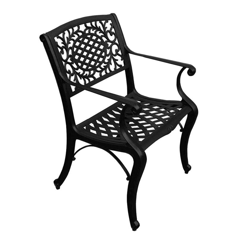 Mesh Lattice 59 in. Round Dining Set with Lazy Susan and Six Chairs - N/A