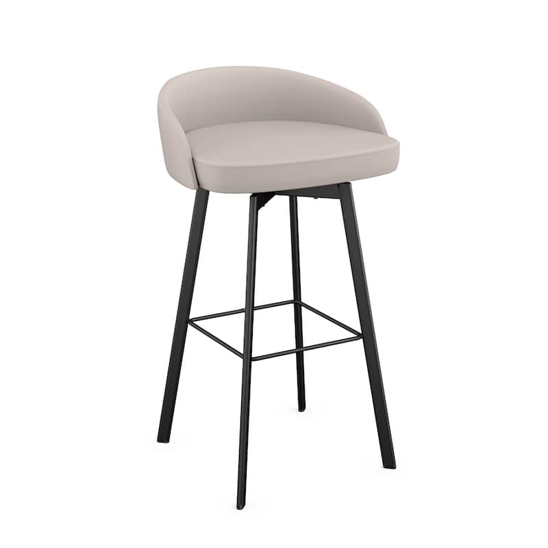 Amisco Cruz Swivel Counter and Bar Stool - Cream Faux Leather / Black Metal - Bar Height