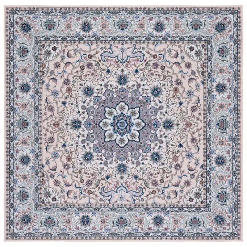 SAFAVIEH Tucson Machine Washable Slip Resistant Koidula Traditional Rug - 6' Square - Beige/Green