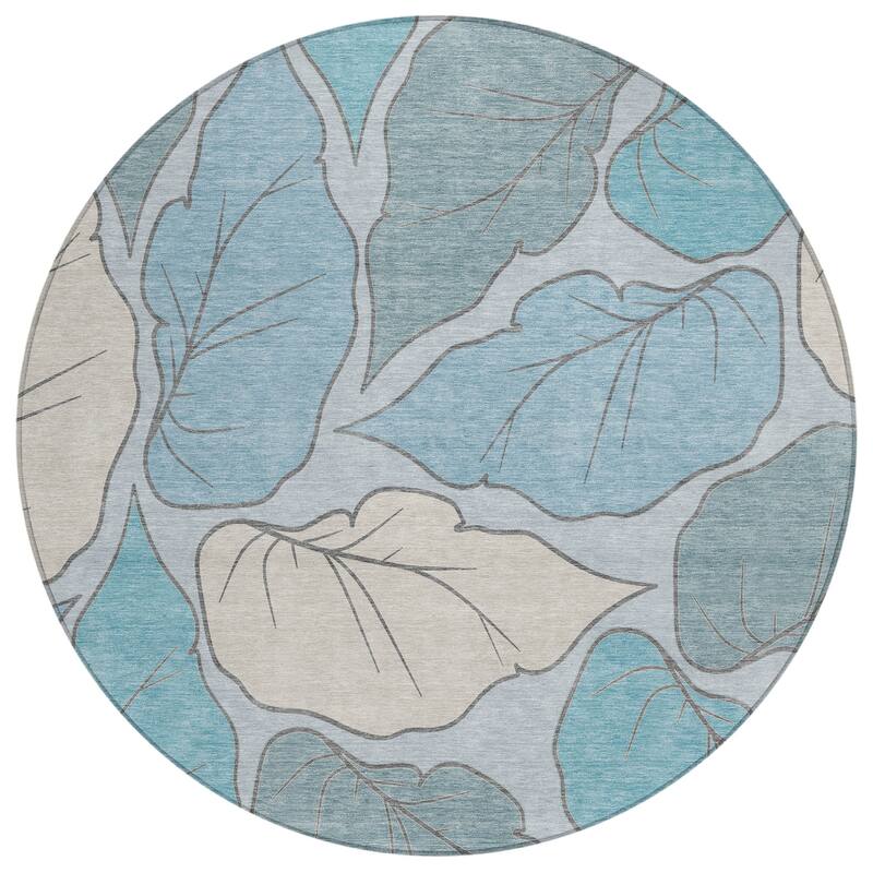 Machine Washable Indoor/ Outdoor Contemporary Floral Chantille Rug