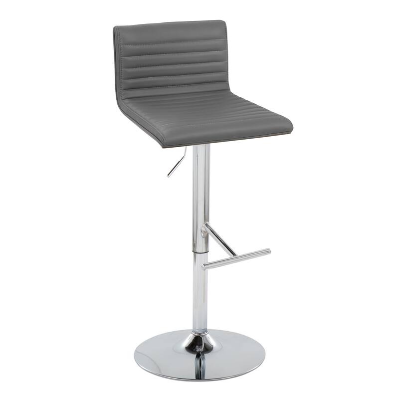 Carson Carrington Tyra Adjustable Bar Stool (Set of 2) - Grey Faux Leather/Chrome/Straight