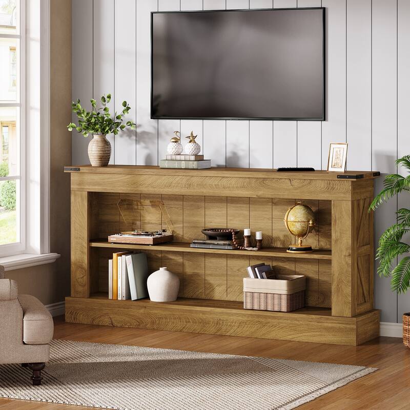 63-Inch Long Console Table with Shelf, 3 Tier Modern Entryway Table