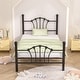 preview thumbnail 1 of 25, VECELO Classic Twin Size Metal Bed Frame Shell Design with Roman Columns Sturdy Twin Bed Frame for Kids Space-Saving Twin Bed Black - Twin