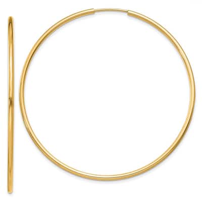 Curata 14k Yellow Gold 1.5x51mm Polished Round Endless Hoop