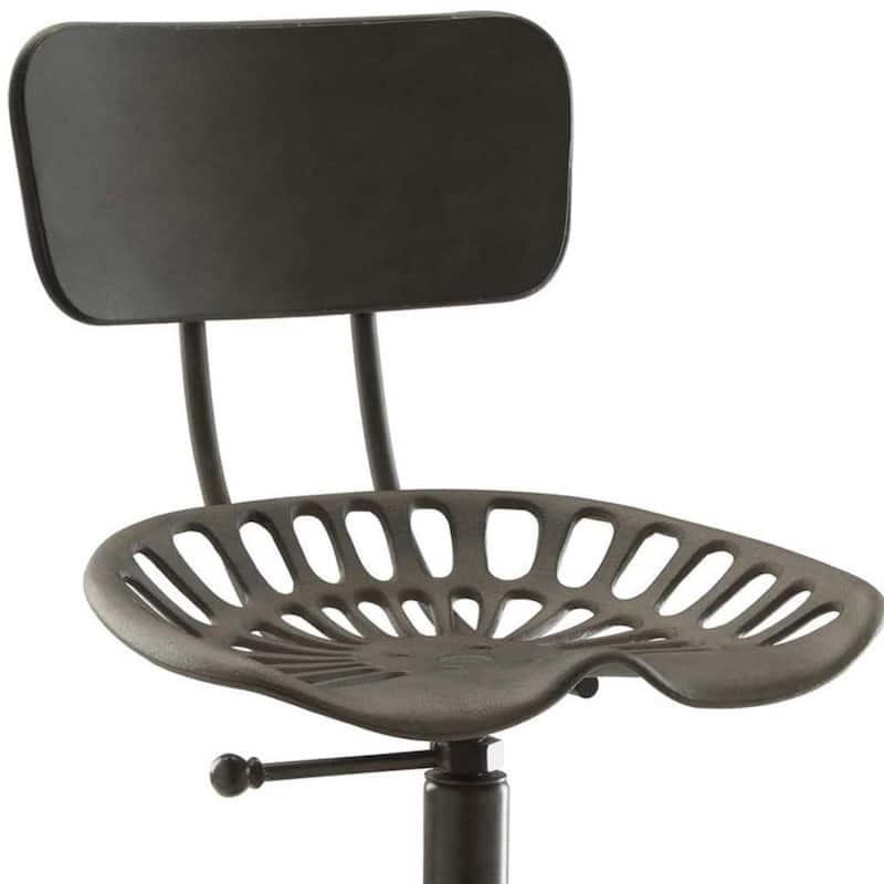 37" Black Iron Low Back Bar Height Bar Chair