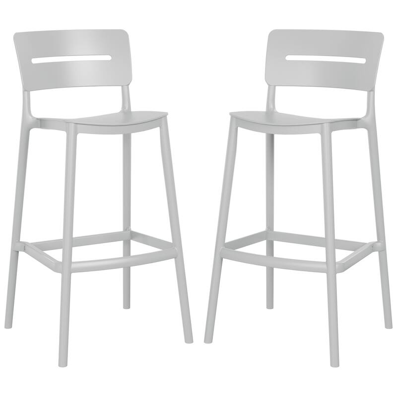 Frond and Form 29.5 Inch Outdoor Bar Stool (Set of 2) - Gray