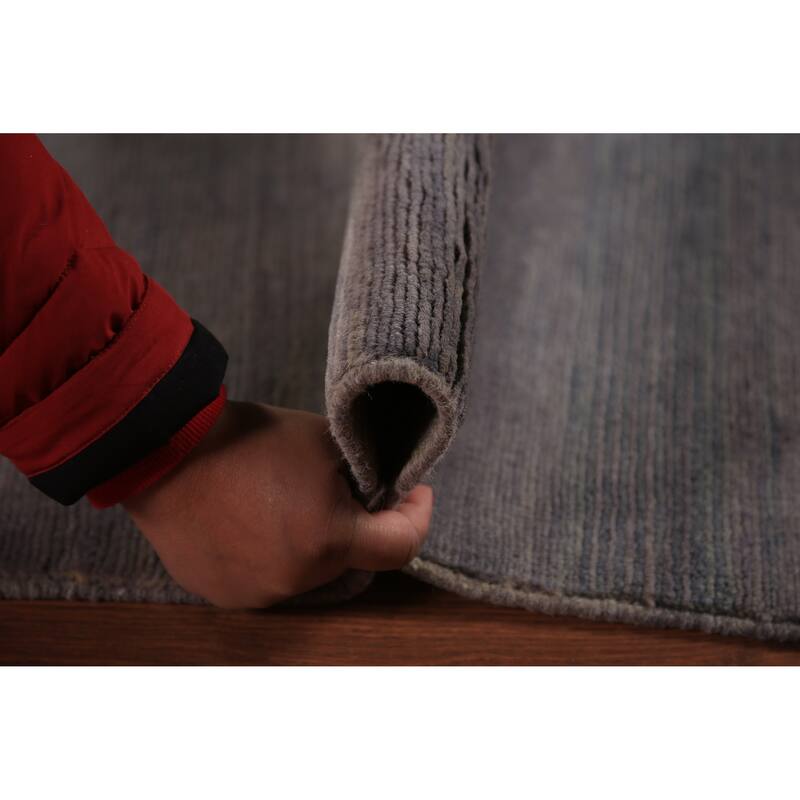 Modern Gray Gabbeh Oriental Area Rug Hand-Knotted Wool Carpet - 7'0" x 9'7"