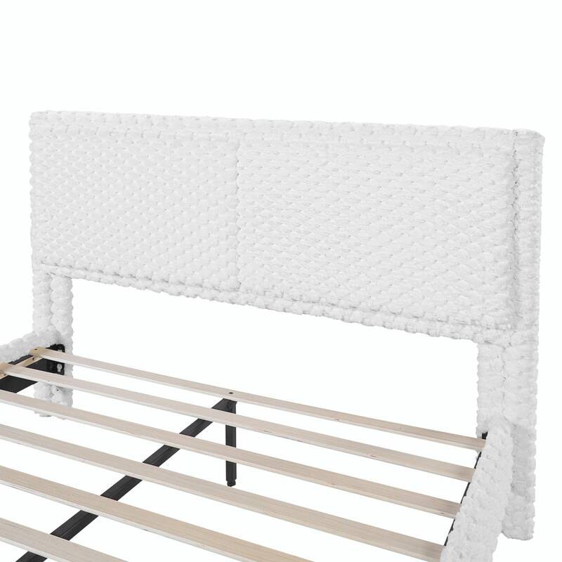 Simple Modern White Plush Soft Bed - Comfortable Backrest for Bedroom