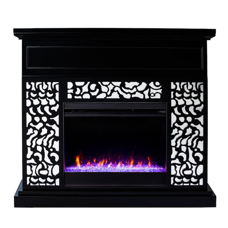 SEI Furniture Westmont Contemporary White Wood Color Changing Fireplace
