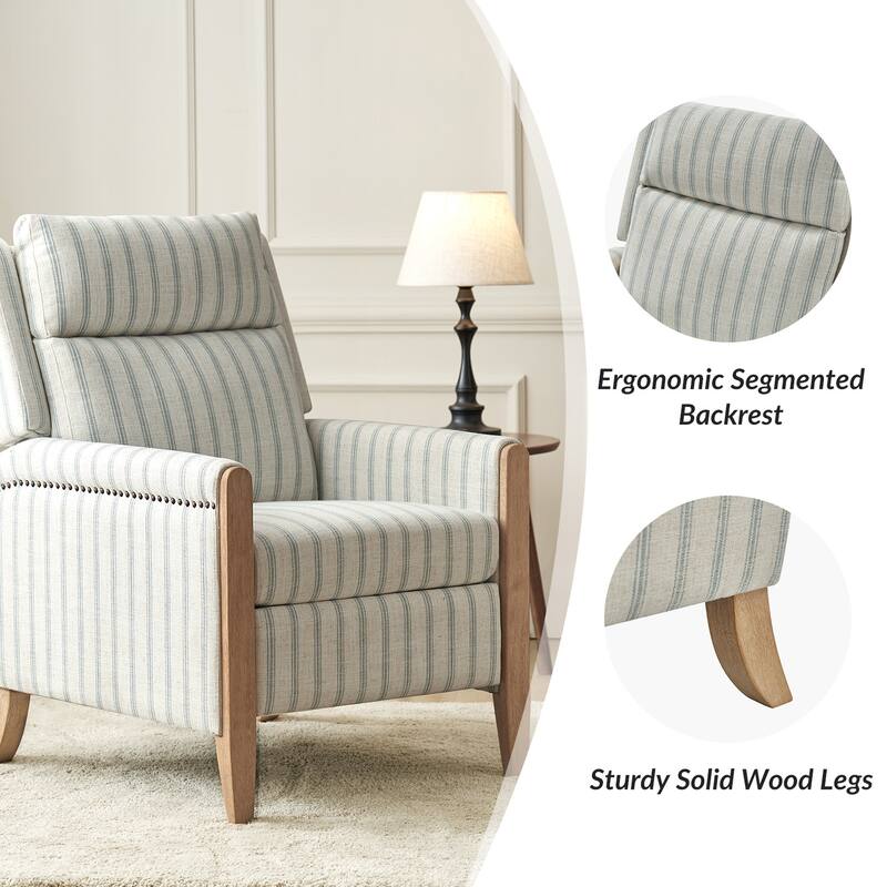 Suares Transitional Nailhead Manual Recliner with Solid Wood Legs by HULALA HOME